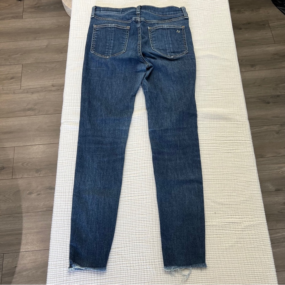 rag & bone 10 inch high rise skinny jeans in medium wash size 27 with raw hem - Picture 9 of 11